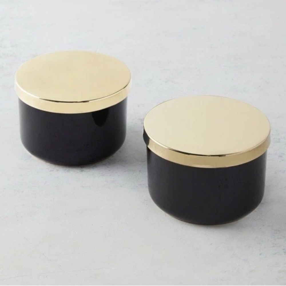 Z Gallerie-Multi Use Storage Duo-Set of 2-4" Diameter x 2.5"H-Black-NEW!!